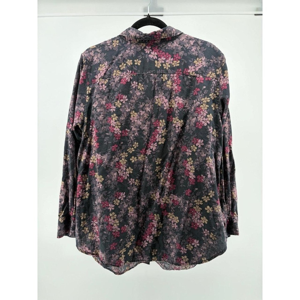 Lauren Ralph Lauren Shirt, Black Floral, Button Front, Long Sleeve Top, Size 1X - Picture 2 of 8